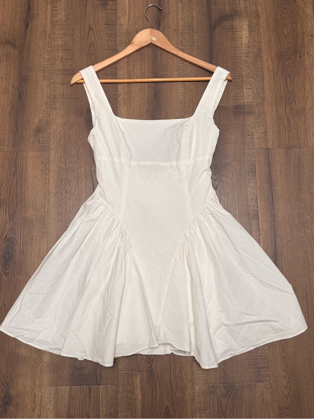 Commense Corseted White Fairy Poplin Mini Dress White Bow Medium